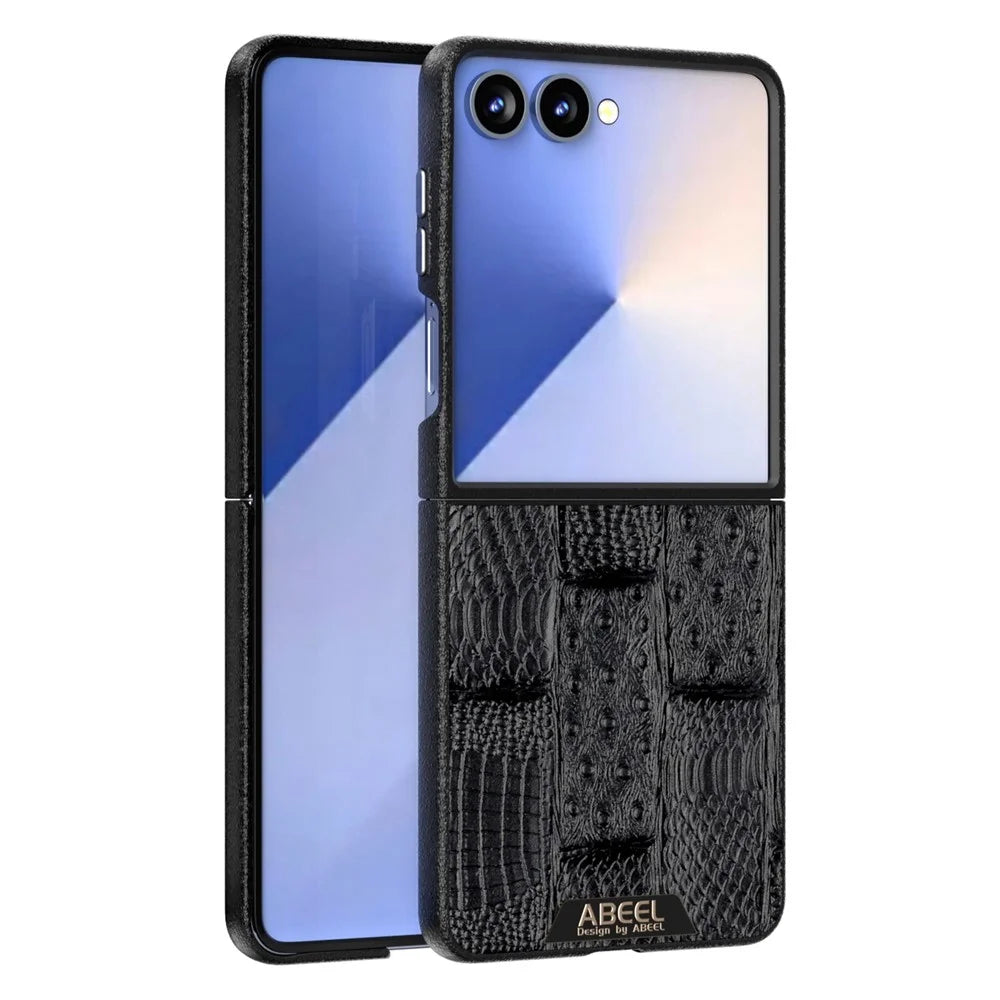 ABEEL For Samsung Galaxy Z Flip7 5G Magnetic Case Beast Texture Micro-Embossing Back Cover - Black - 1