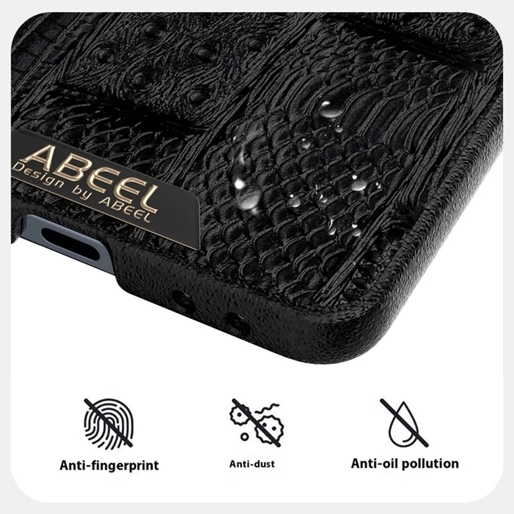 ABEEL For Samsung Galaxy Z Flip7 5G Magnetic Case Beast Texture Micro-Embossing Back Cover - Black - 5