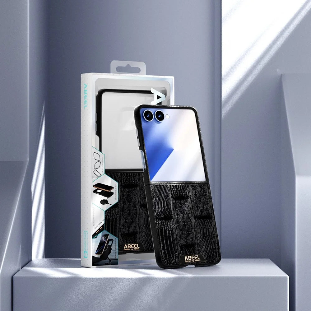 ABEEL For Samsung Galaxy Z Flip7 5G Magnetic Case Beast Texture Micro-Embossing Back Cover - Black - 7