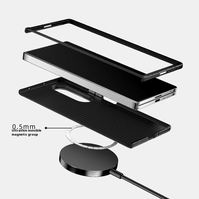 ABEEL For Samsung Galaxy Z Fold7 5G Magnetic Case Beast Texture Micro-Embossing Back Cover - Black - 3