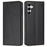 For Samsung Galaxy A35 5G Wallet Case Line Imprinted Leather Stand Phone Cover with Wrist Strap - Black - 1