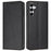 For Samsung Galaxy A15 4G / 5G Wallet Case Line Imprinted Leather Stand Phone Cover with Wrist Strap - Black - 1
