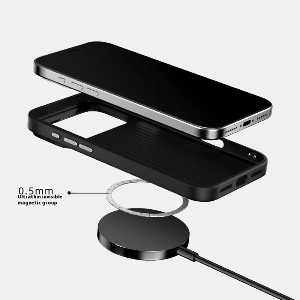 ABEEL For iPhone 18 Pro / 17 Pro Case Compatible with MagSafe Textured Micro-Embossing Back Cover - Black - 3