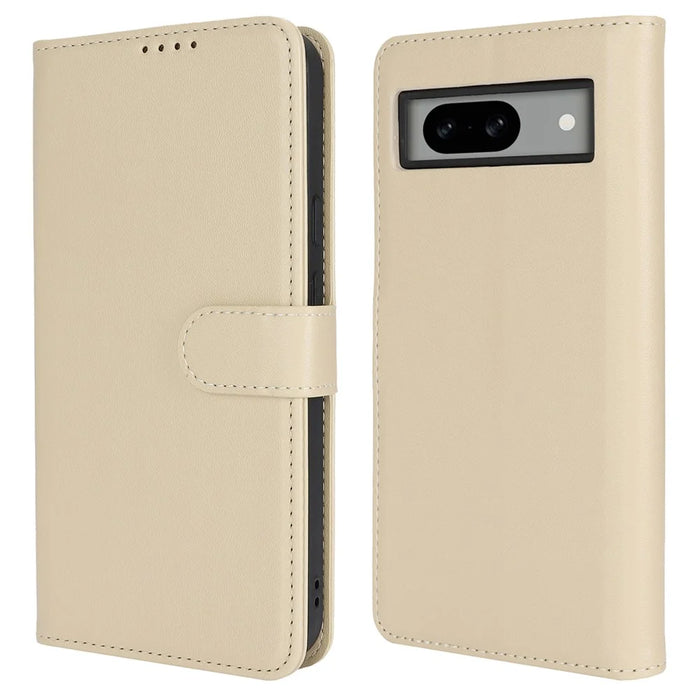 For Google Pixel 8a Stand Case Shockproof Leather Wallet Phone Cover - Beige - 1
