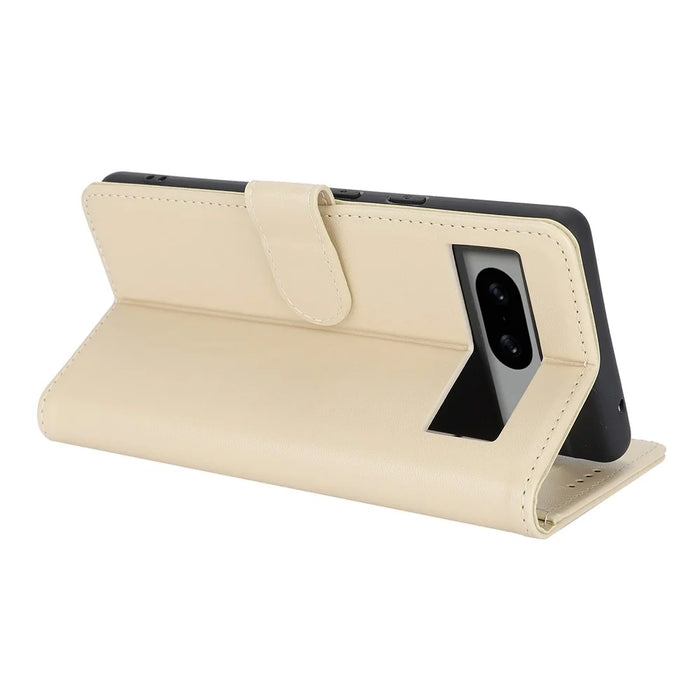 For Google Pixel 8a Stand Case Shockproof Leather Wallet Phone Cover - Beige - 4