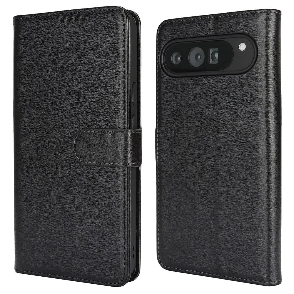 For Google Pixel 9 Pro XL Stand Case Shockproof Leather Wallet Phone Cover - Black - 1