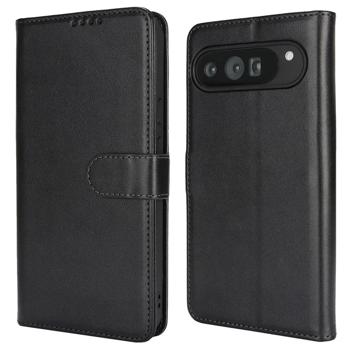 For Google Pixel 9 Pro XL Stand Case Shockproof Leather Wallet Phone Cover - Black - 1