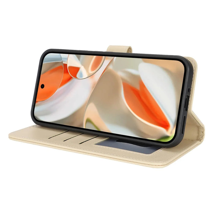 For Google Pixel 9 / 9 Pro Stand Case Shockproof Leather Wallet Phone Cover - Beige - 4