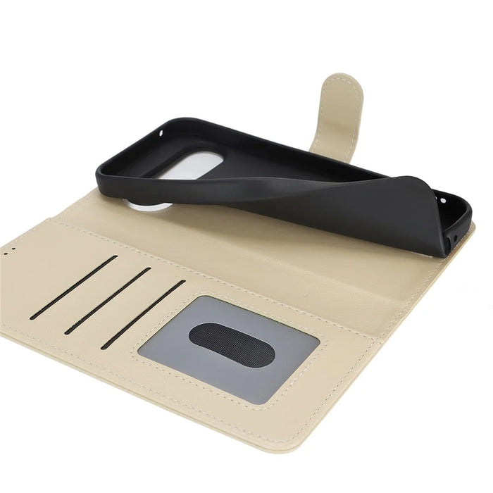 For Google Pixel 9 / 9 Pro Stand Case Shockproof Leather Wallet Phone Cover - Beige - 5