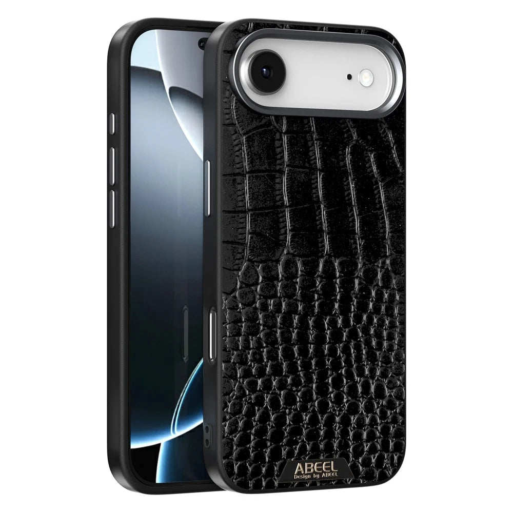 ABEEL For iPhone Air Case Compatible with MagSafe Crocodile Texture Micro-Embossing Back Cover - Black - 2