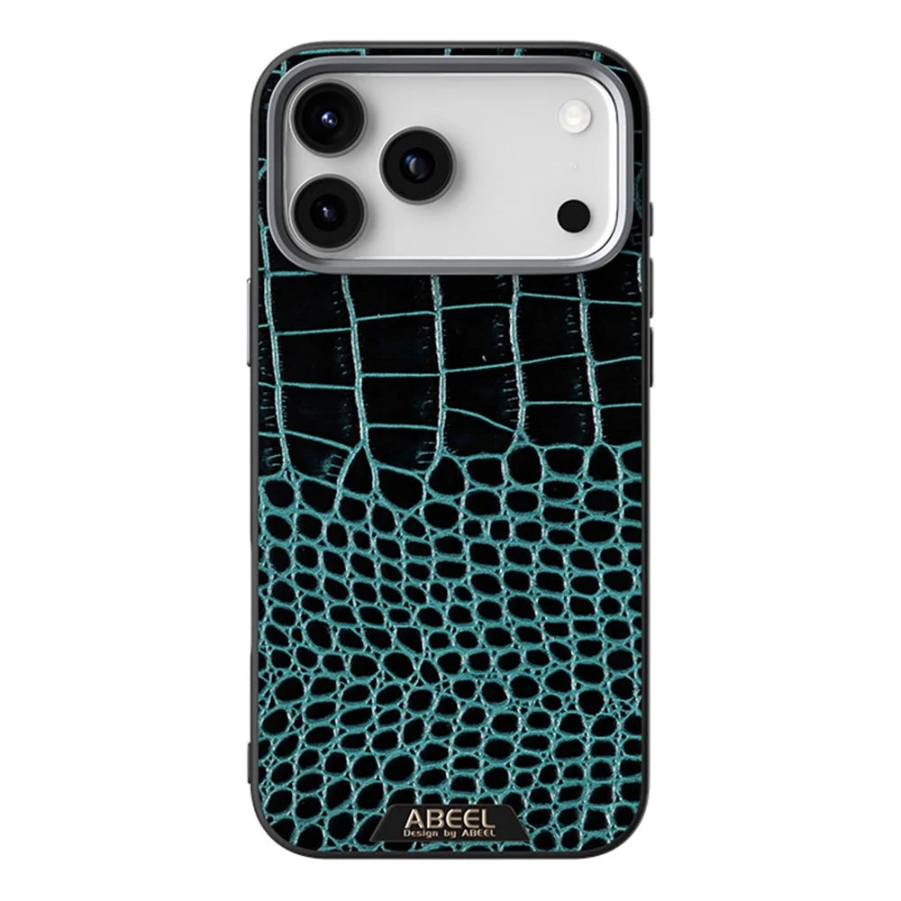 ABEEL For iPhone 17 Pro Case Compatible with MagSafe Crocodile Texture Micro-Embossing Back Cover - Green - 1