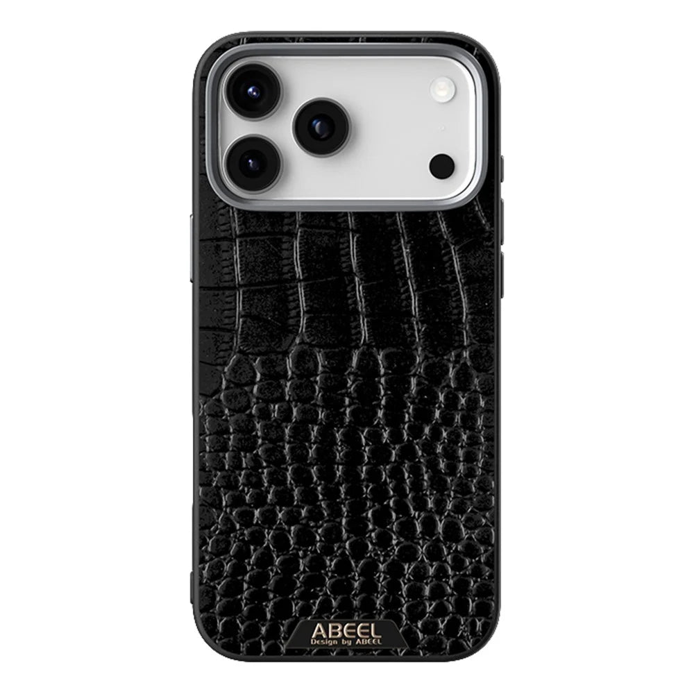 ABEEL For iPhone 17 Pro Max Case Compatible with MagSafe Crocodile Texture Micro-Embossing Back Cover - Black - 1