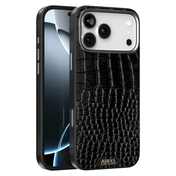 ABEEL For iPhone 17 Pro Max Case Compatible with MagSafe Crocodile Texture Micro-Embossing Back Cover - Black - 2