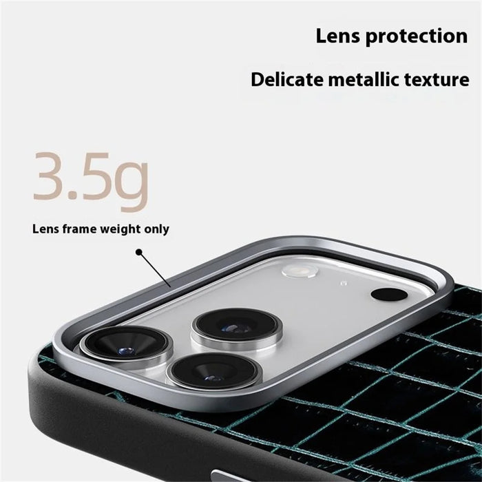 ABEEL For iPhone 17 Pro Max Case Compatible with MagSafe Crocodile Texture Micro-Embossing Back Cover - Black - 3