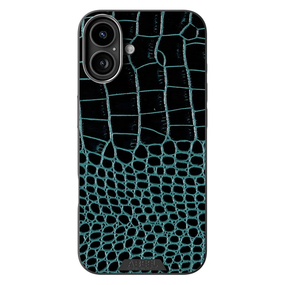 ABEEL For iPhone 16 Case Compatible with MagSafe Crocodile Texture Micro-Embossing Back Cover - Green - 1