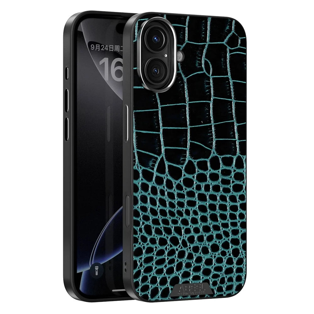 ABEEL For iPhone 16 Case Compatible with MagSafe Crocodile Texture Micro-Embossing Back Cover - Green - 2