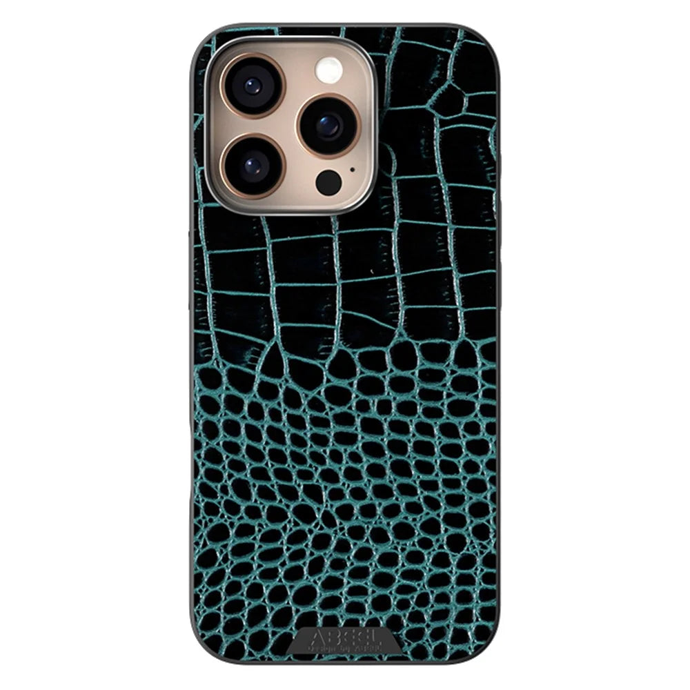 ABEEL For iPhone 16 Pro Case Compatible with MagSafe Crocodile Texture Micro-Embossing Back Cover - Green - 1