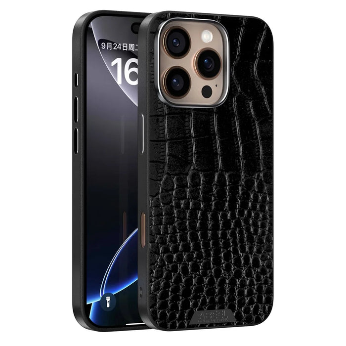 ABEEL For iPhone 16 Pro Max Case Compatible with MagSafe Crocodile Texture Micro-Embossing Back Cover - Black - 2