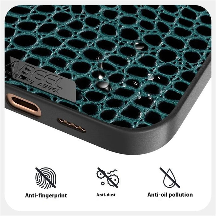 ABEEL For iPhone 16 Pro Max Case Compatible with MagSafe Crocodile Texture Micro-Embossing Back Cover - Black - 7