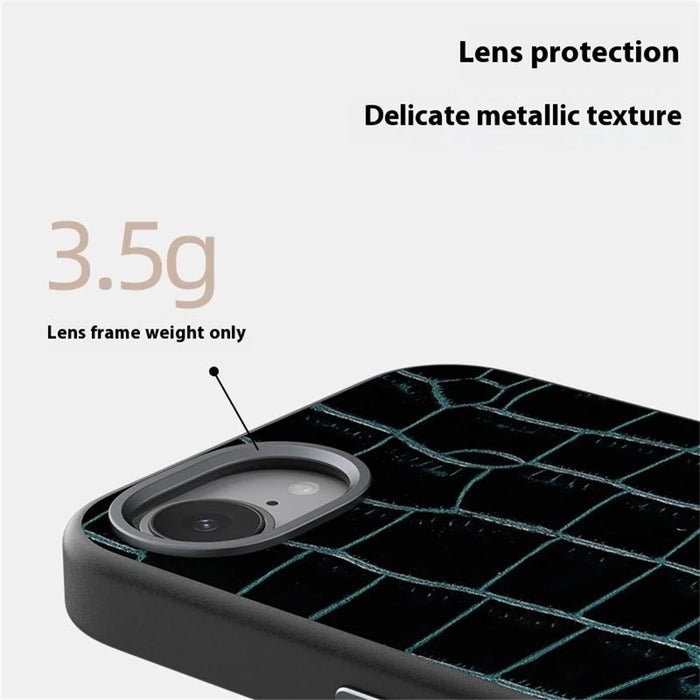 ABEEL For iPhone 17e / 16e Case Compatible with MagSafe Crocodile Texture Micro-Embossing Back Cover - Green - 6