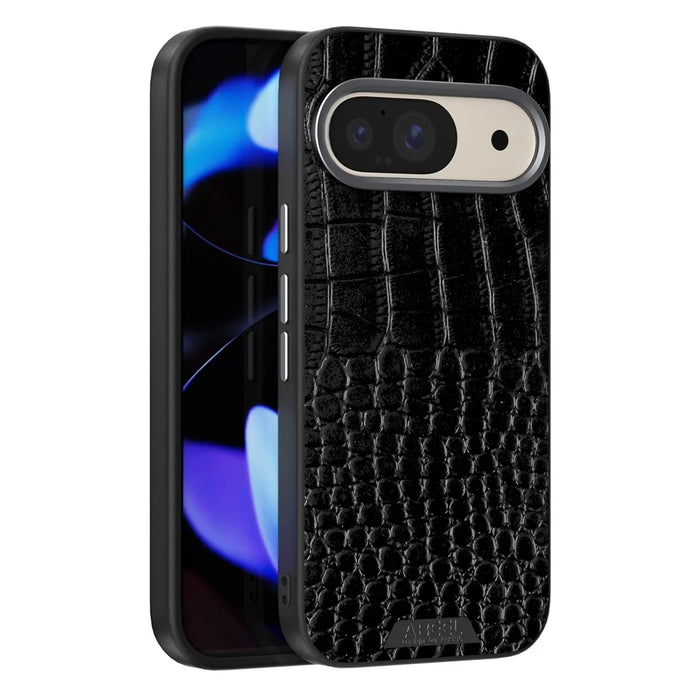 ABEEL For Google Pixel 9 Pro  /  Pixel 9 Magnetic Case Crocodile Texture Micro-Embossing Back Cover - Black - 1