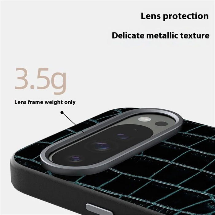 ABEEL For Google Pixel 9 Pro  /  Pixel 9 Magnetic Case Crocodile Texture Micro-Embossing Back Cover - Black - 3
