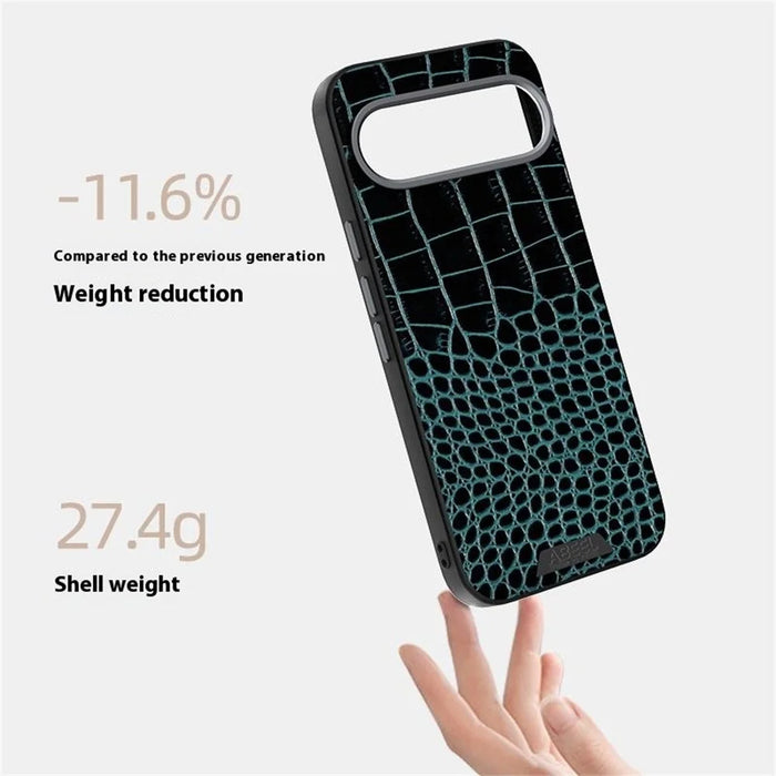 ABEEL For Google Pixel 9 Pro  /  Pixel 9 Magnetic Case Crocodile Texture Micro-Embossing Back Cover - Black - 5