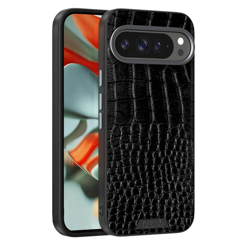 ABEEL For Google Pixel 9 Pro XL Magnetic Case Crocodile Texture Micro-Embossing Back Cover - Black - 1