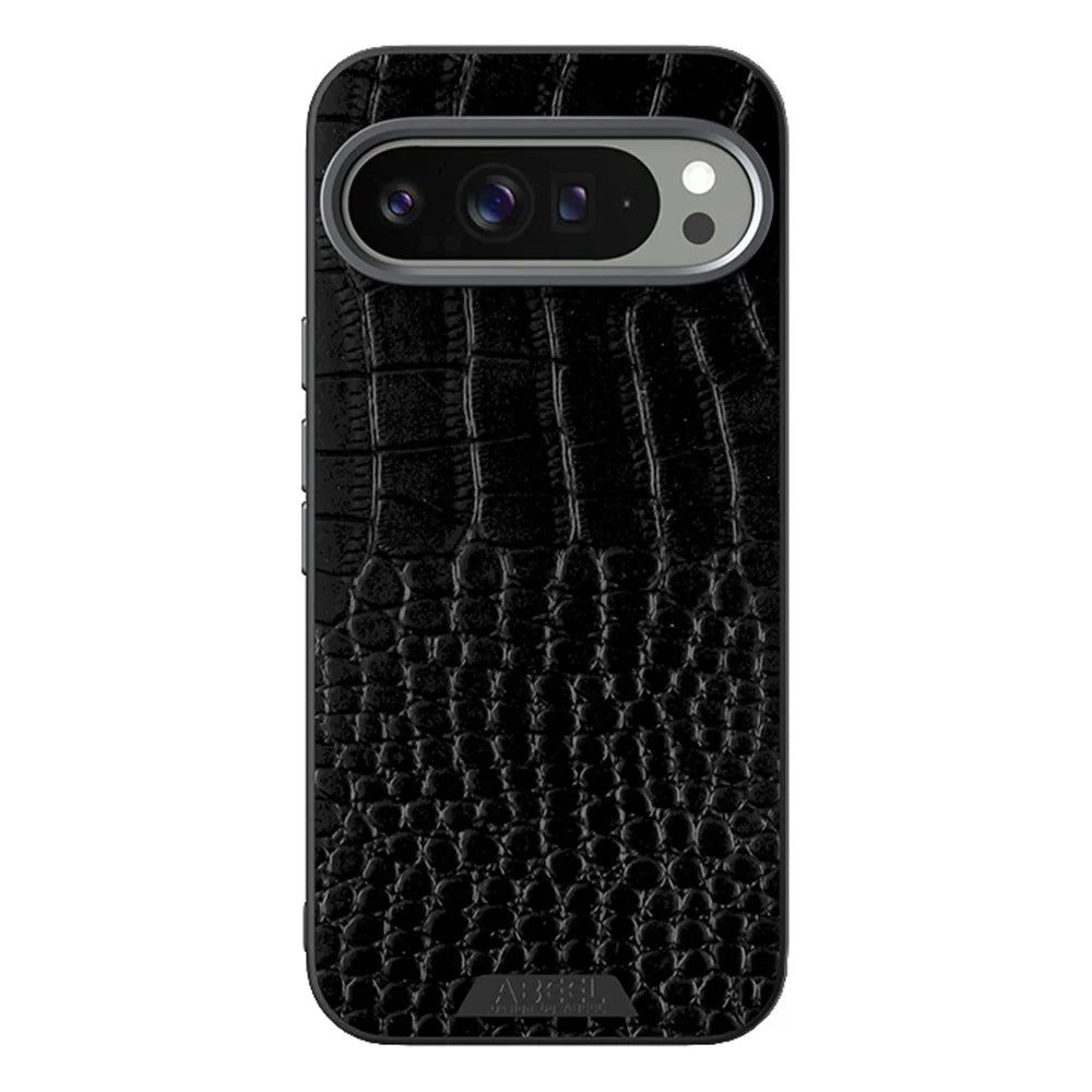 ABEEL For Google Pixel 9 Pro XL Magnetic Case Crocodile Texture Micro-Embossing Back Cover - Black - 2
