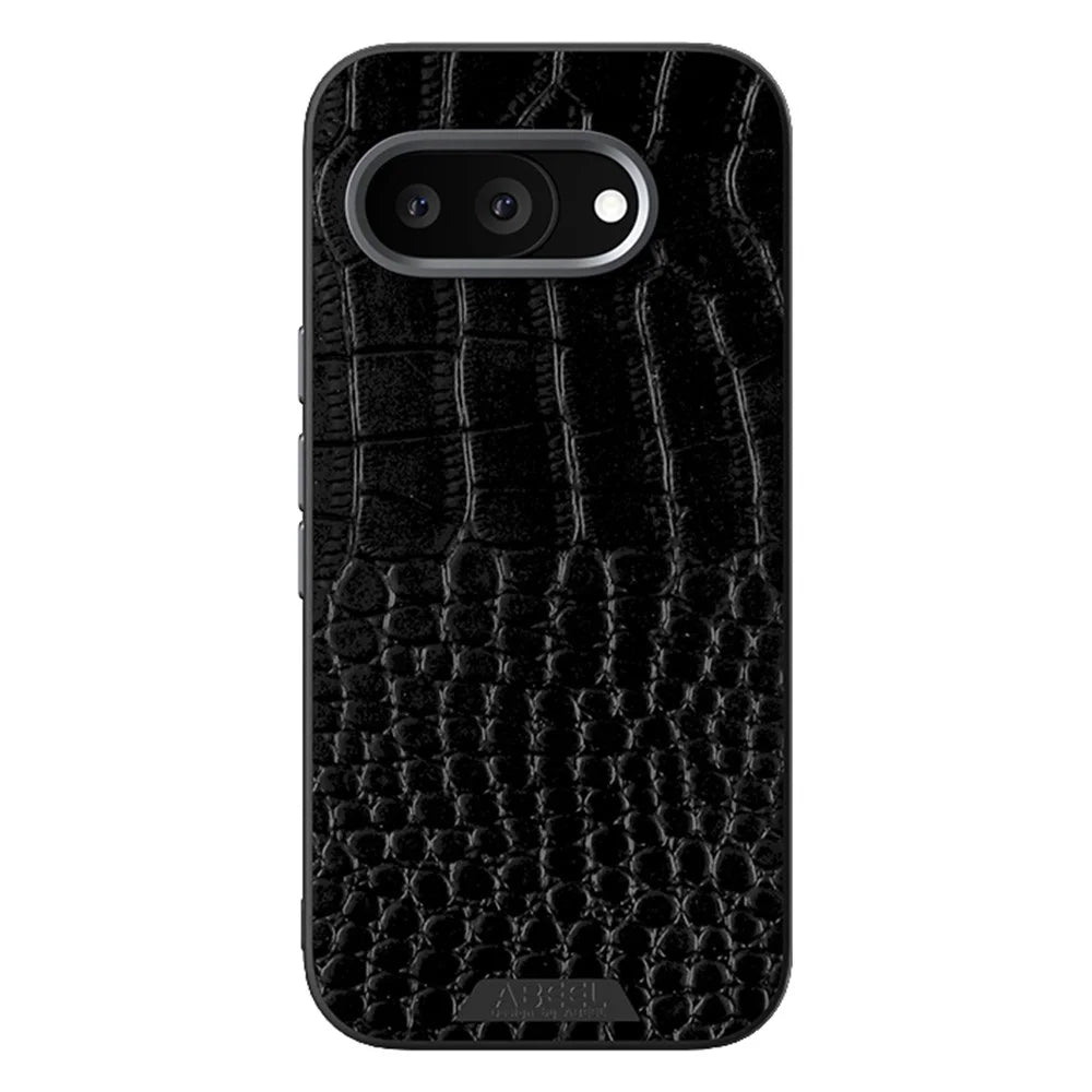 ABEEL For Google Pixel 9a Magnetic Case Crocodile Texture Micro-Embossing Back Cover - Black - 2
