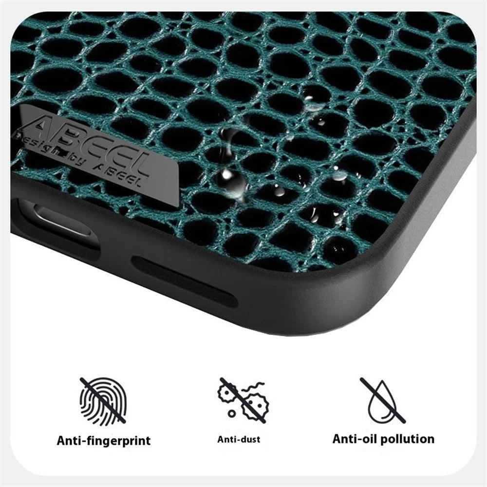 ABEEL For Google Pixel 9a Magnetic Case Crocodile Texture Micro-Embossing Back Cover - Black - 6