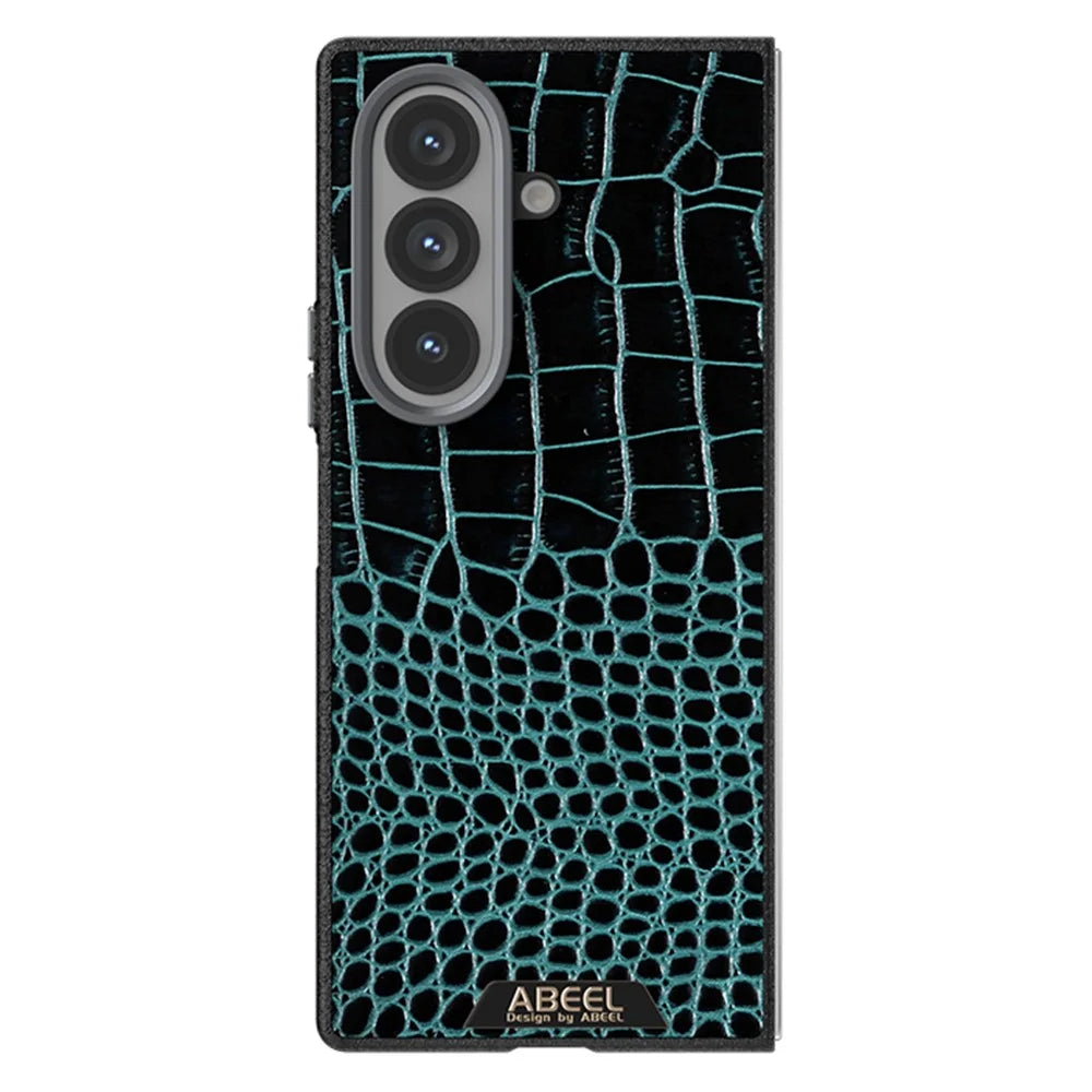 ABEEL For Samsung Galaxy Z Fold7 5G Magnetic Case Crocodile Texture Micro-Embossing Back Cover - Green - 2