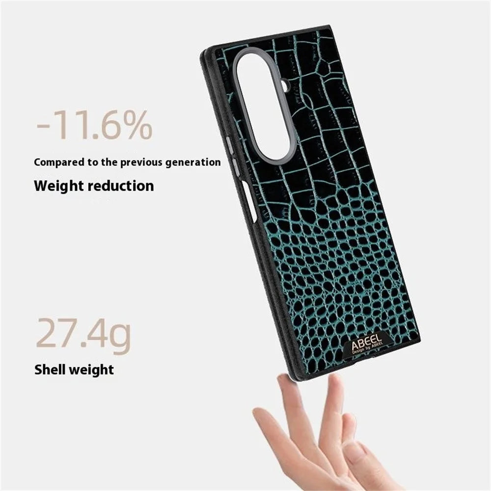ABEEL For Samsung Galaxy Z Fold7 5G Magnetic Case Crocodile Texture Micro-Embossing Back Cover - Green - 3