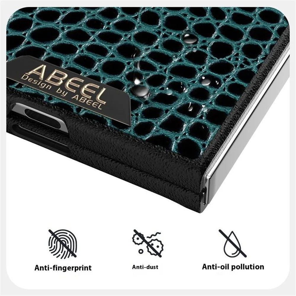 ABEEL For Samsung Galaxy Z Fold7 5G Magnetic Case Crocodile Texture Micro-Embossing Back Cover - Green - 4