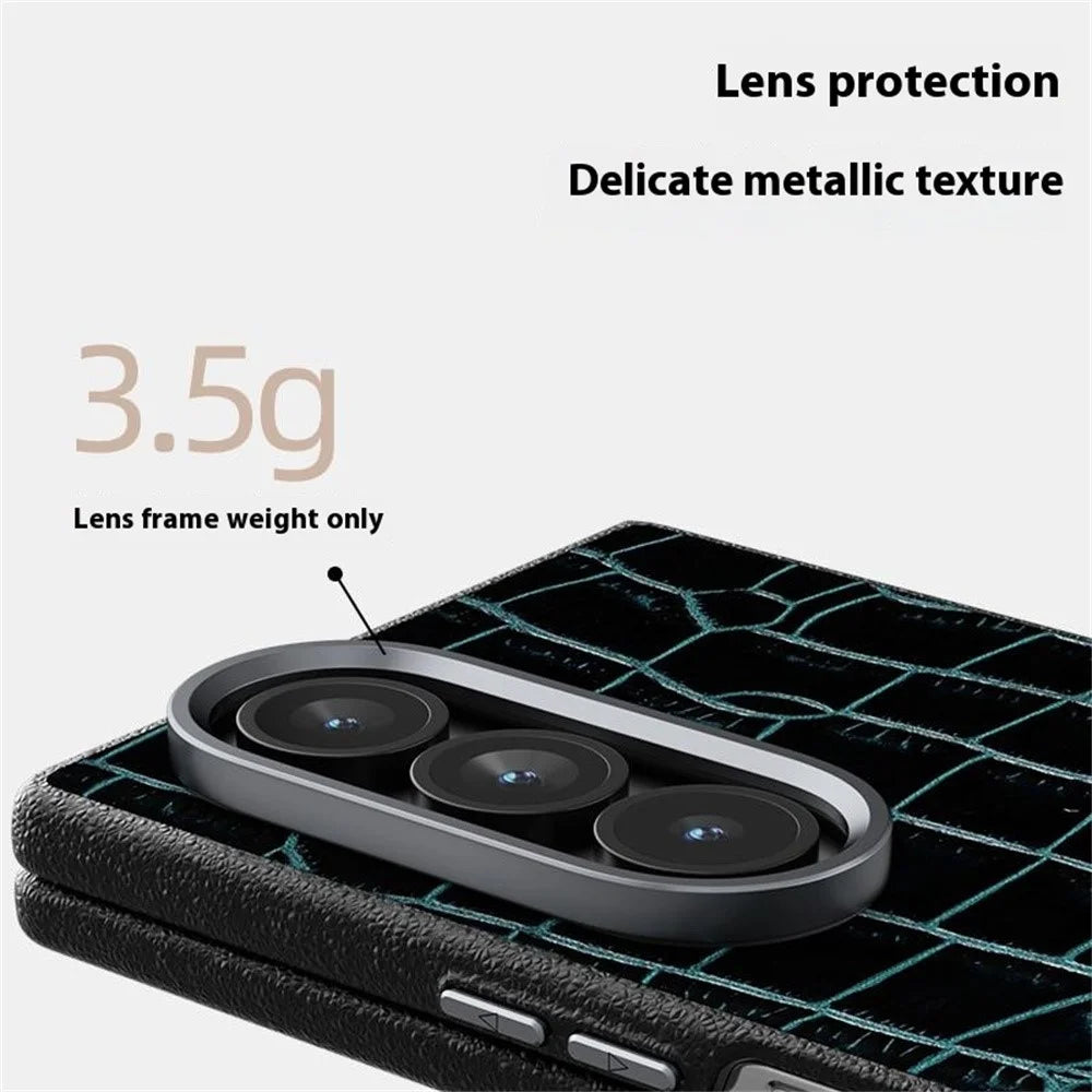 ABEEL For Samsung Galaxy Z Fold7 5G Magnetic Case Crocodile Texture Micro-Embossing Back Cover - Green - 6
