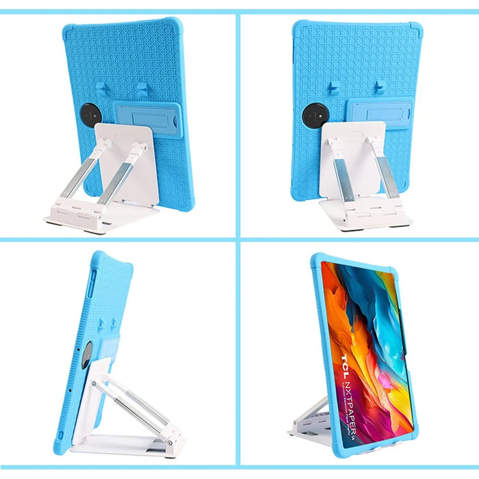 For TCL NxtPaper 14 Case Kickstand PC + Silicone Anti Slip Shockproof Tablet Cover - Blue - 7