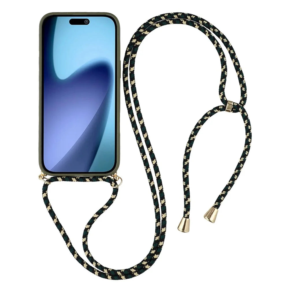 For iPhone Air Case Biodegradable Wheat Straw + TPU Eco-Friendly Phone Cover with Lanyard - Army Green - 2