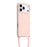 For iPhone 18 Pro Max / 17 Pro Max Case Biodegradable Wheat Straw + TPU Eco-Friendly Phone Cover with Lanyard - Pink - 3