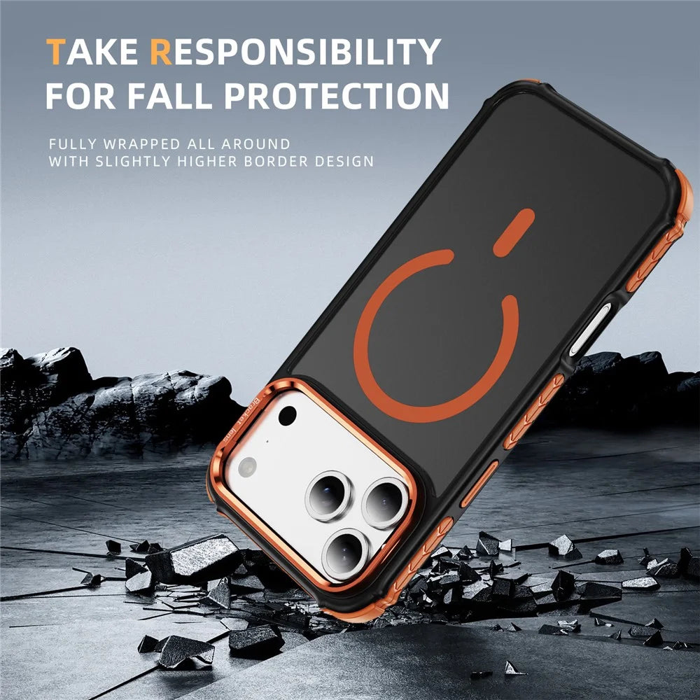 For iPhone 18 Pro Max / 17 Pro Max Case with Lens Kickstand Matte Phone Back Cover Compatible with MagSafe - Orange - 5