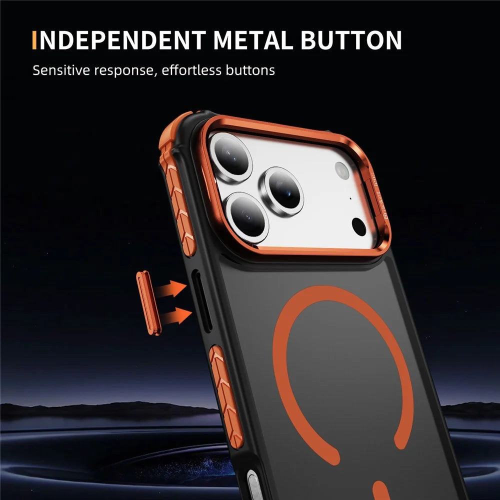For iPhone 18 Pro Max / 17 Pro Max Case with Lens Kickstand Matte Phone Back Cover Compatible with MagSafe - Orange - 6