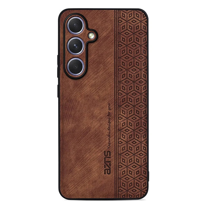 AZNS For Samsung Galaxy S25 FE Case Protective PU Leather Covered TPU Phone Shell - Brown - 2