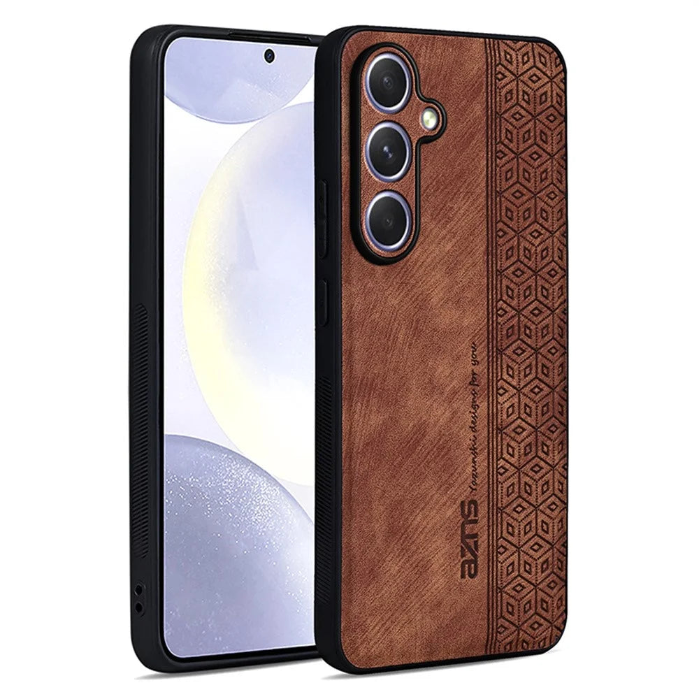 AZNS For Samsung Galaxy S25 FE Case Protective PU Leather Covered TPU Phone Shell - Brown - 4