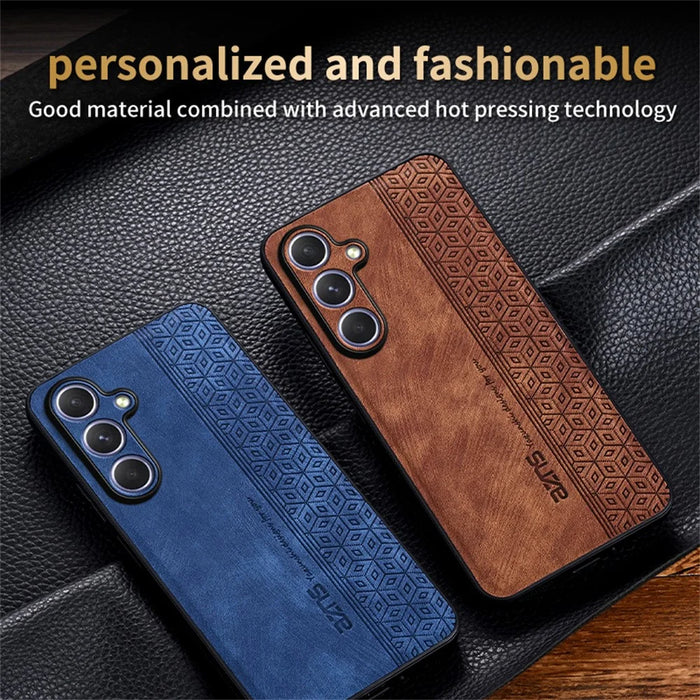 AZNS For Samsung Galaxy S25 FE Case Protective PU Leather Covered TPU Phone Shell - Brown - 7