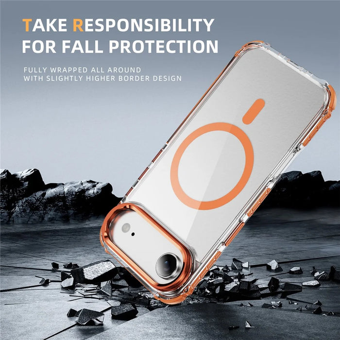 For iPhone Air Clear Phone Case with Lens Kickstand Cover Compatible with MagSafe - Orange - 5