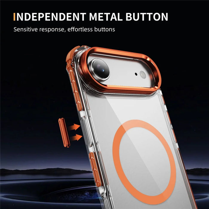 For iPhone Air Clear Phone Case with Lens Kickstand Cover Compatible with MagSafe - Orange - 6