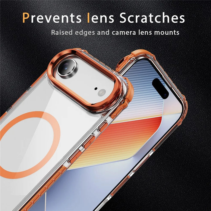 For iPhone Air Clear Phone Case with Lens Kickstand Cover Compatible with MagSafe - Orange - 7