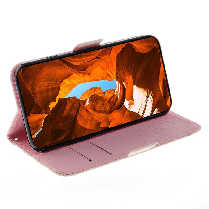 For Samsung Galaxy S25 FE Case Pattern Printing Leather Wallet Phone Cover with Wrist Strap - Magnolia - 3