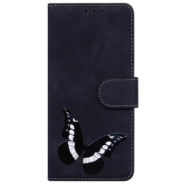 For Samsung Galaxy S25 FE Stand Case PU Leather Phone Cover Butterfly Printed - Black - 7