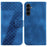 For Samsung Galaxy S25 FE Stand Case 7-Shaped Pattern Imprint Leather Phone Cover with Strap - Dark Blue - 1