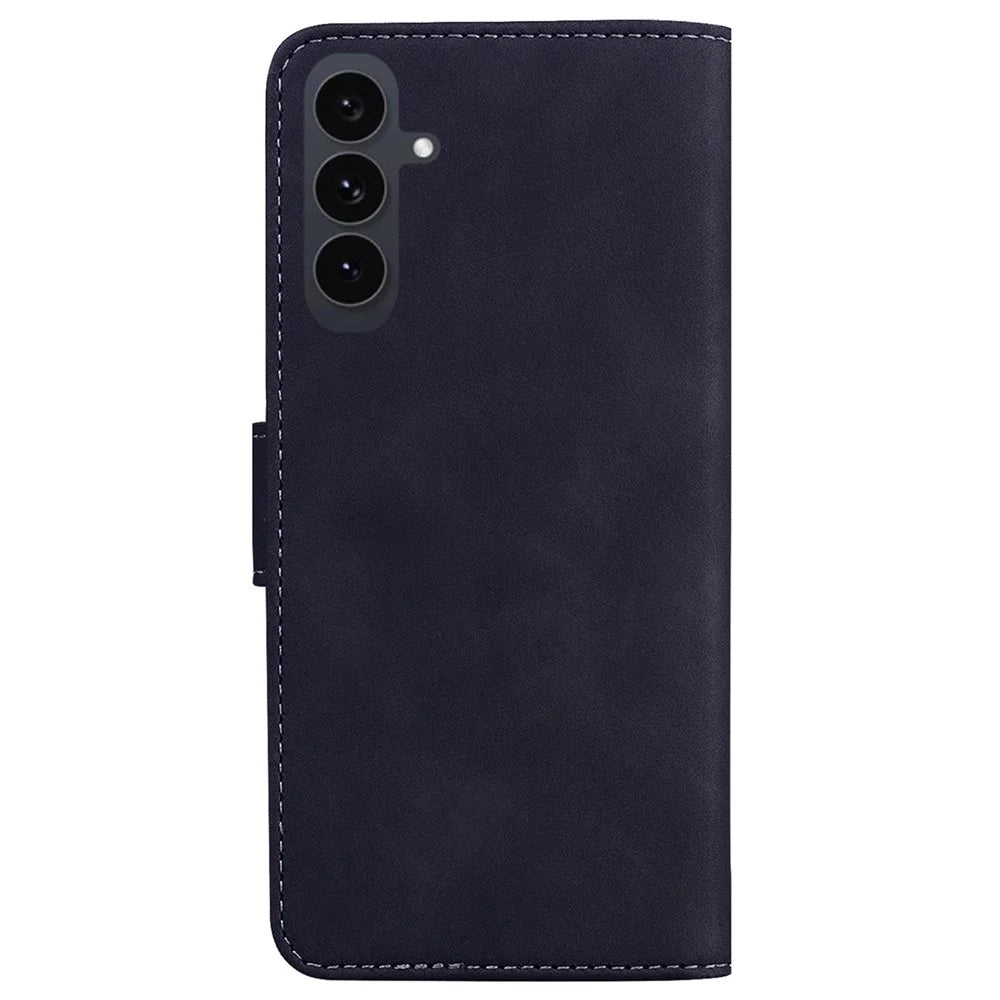For Samsung Galaxy S25 FE Case Solid Color Leather Wallet Phone Cover - Black - 7